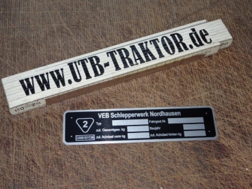 Typenschild VEB Schlepperwerk Nordhausen
