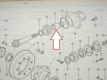 Bucse Abstandshülse für Kegelrad in der Vorderachse Differenzial UTB Fiat DT Modelle