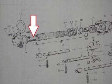 Kunststoff Buchse in der Hohlwelle Getriebe TIH UTB Fiat