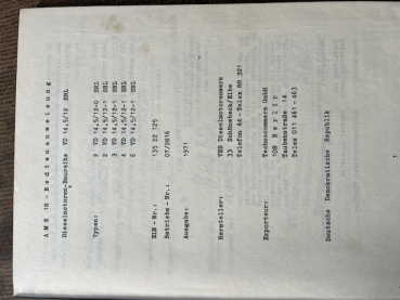 Betriebsanweisung Dieselmotoren Baureihe 14,5 /12 SRL original