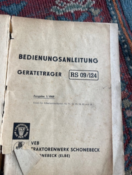 Bedienungsanleitung RS09/124 original aus DDR zeiten