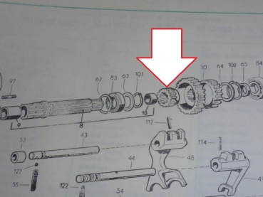 Zahnrad Schieberad 1.Gang - Rückwärtsgang UTB TIH Fiat 415-450-480