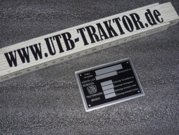Typenschild UTB 5 cm x 7 cm  Aluminium