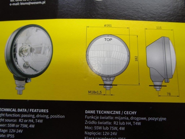 1x Scheinwerfer senkrecht H4