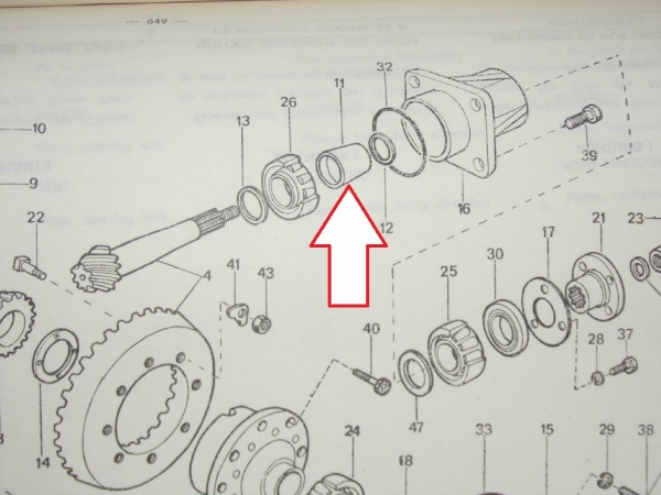Bucse Abstandshülse für Kegelrad in der Vorderachse Differenzial UTB Fiat DT Modelle
