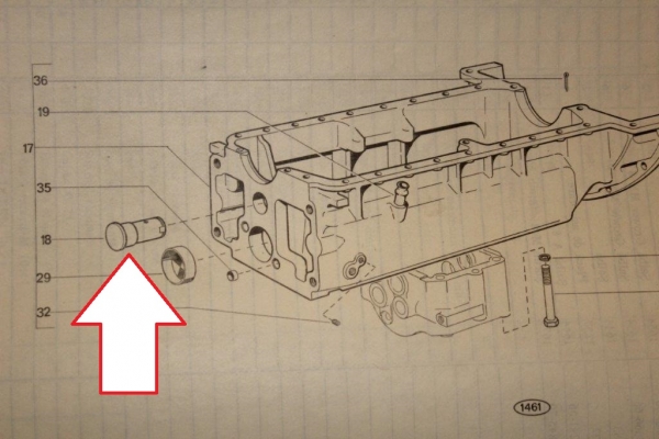 Bolzen vorn in der Ölwanne für Antrieb Zahnrad Schwingungsdämpfer UTB 550 640 + Fiat
