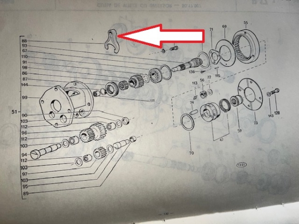 Schaltgabel im Untersetzer Getriebe UTB TIH FIAT
