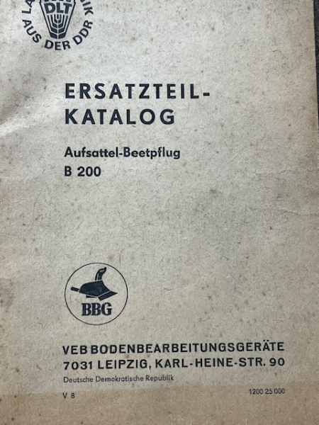 Ersatzteilkatalog Aufsattel - Beetpflug B200