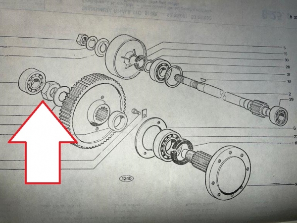 Mutter für die Steckachse im Endvorgelege UTB TIH Fiat