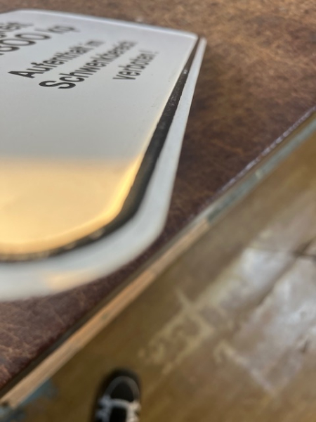 Blechschild für TIH 445 oder T159 Tragfähigkeit 750 - 1800 kp