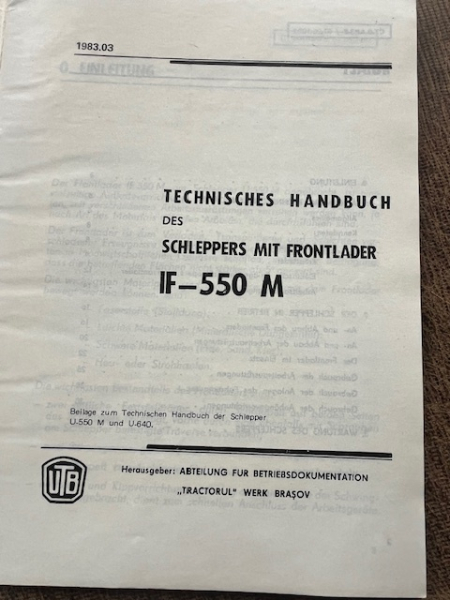 Technisches Handbuch UTB 550 mit Frontlader