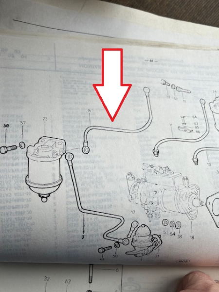 Leitung Diesel UTB 445 TIH + Fiat 450 R450 vom unteren zum oberen Filter original Teil