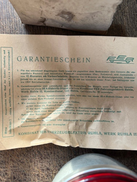 Rücklicht FER  rund Multicar M21 original DDR Bestand