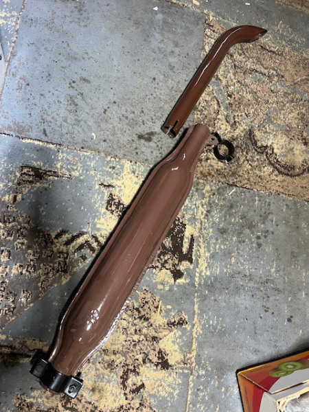 Auspuff lang für TIH + UTB + Fiat Emaille braun 120 cm 2. Wahl