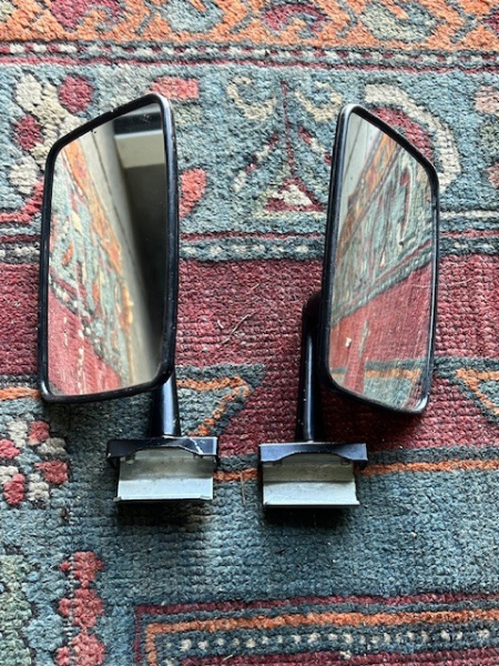 2x Original Spiegel für IFA Trabant 601 Wartburg P70 Simson Duo Rückspiegel Außenspiegel schwarz aus DDR Lagerbestand
