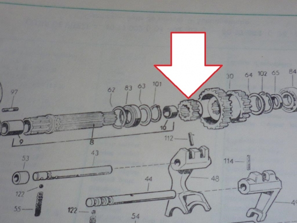 Zahnrad Schieberad 1.Gang - Rückwärtsgang UTB TIH Fiat 415-450-480