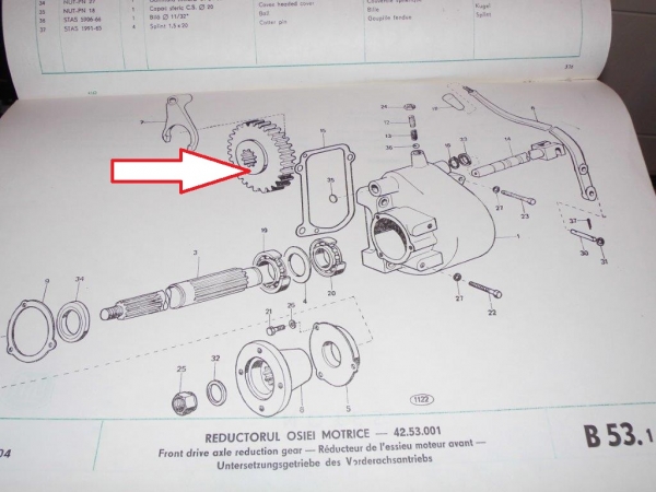 Zahnrad mit Nut im Allrad Getriebe UTB Fiat DT - 34