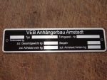 Typenschild Aluminium Anhängerbau Arnstadt